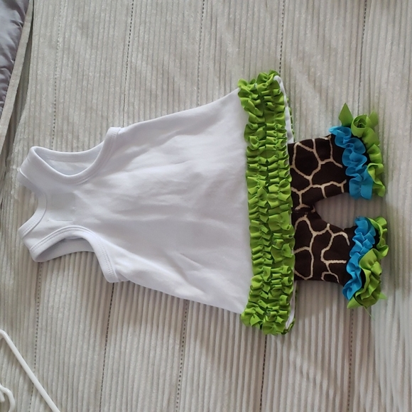 Mud Pie Baby Giraffe Print and Ice Cream Cone Summer Outfit 🍦 🦒 - Picture 5 of 6